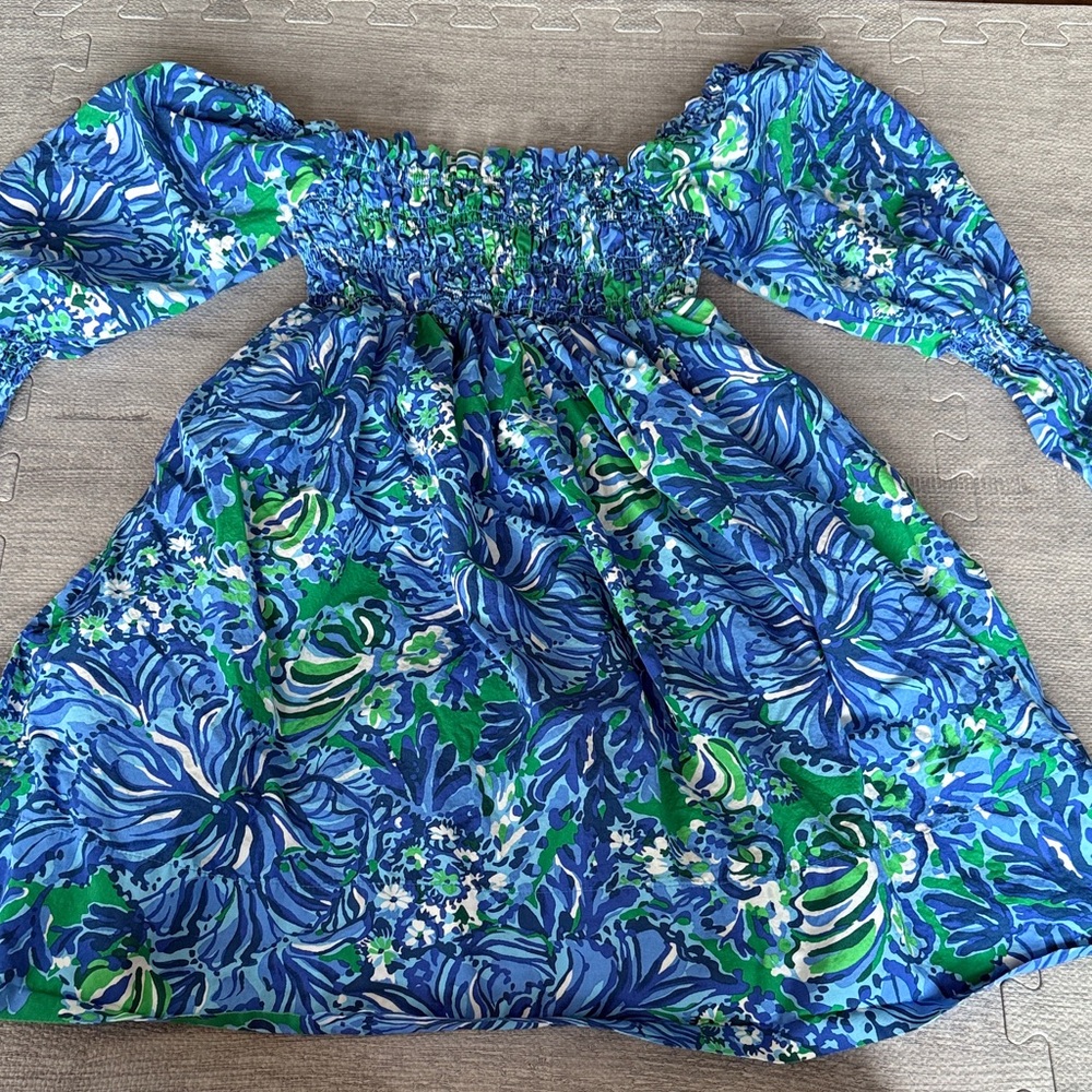 Lilly Pulitzer Blue and Green Floral Kids Dress